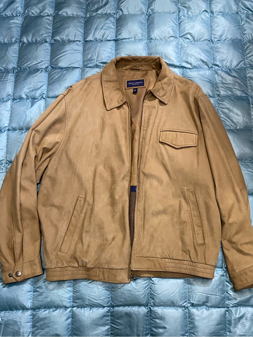EUC Daniel Cremieux Tan Suede Bomber Jacket Sz XL Retail $499